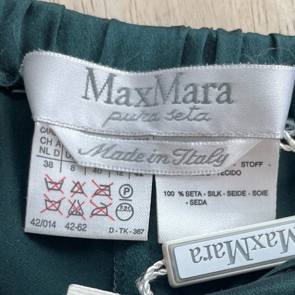 Max Mara Designer Forest Green SILK Slacks! NEW! Size 8 - Picture 10 of 15